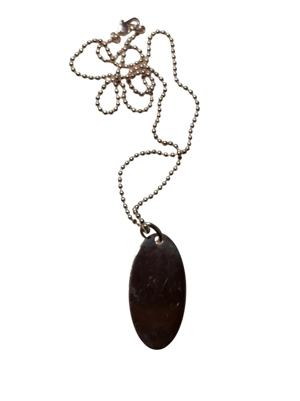 New GUCCI Sterling Silver Oval Pendant Necklace with Chain (Retails $285)